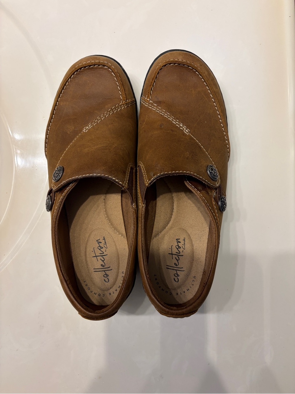 Clarks Collection Ashland Lane Q Brown Leather Slip On Loafers